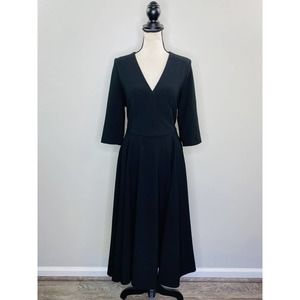 BHLDN Anthropologie Black Fit and Flare Dress Womens 16 Stretch Classic Cocktail